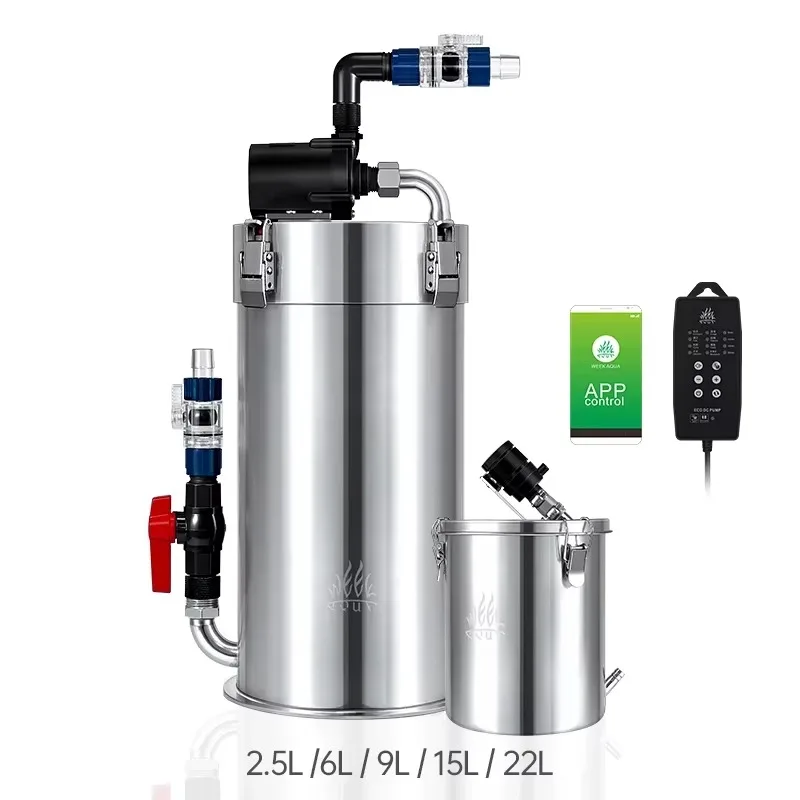 Week Aqua Intelligent APP Control Stainless Steel Filter Bucket With Water Pump External Canister Filter For Fish Tank