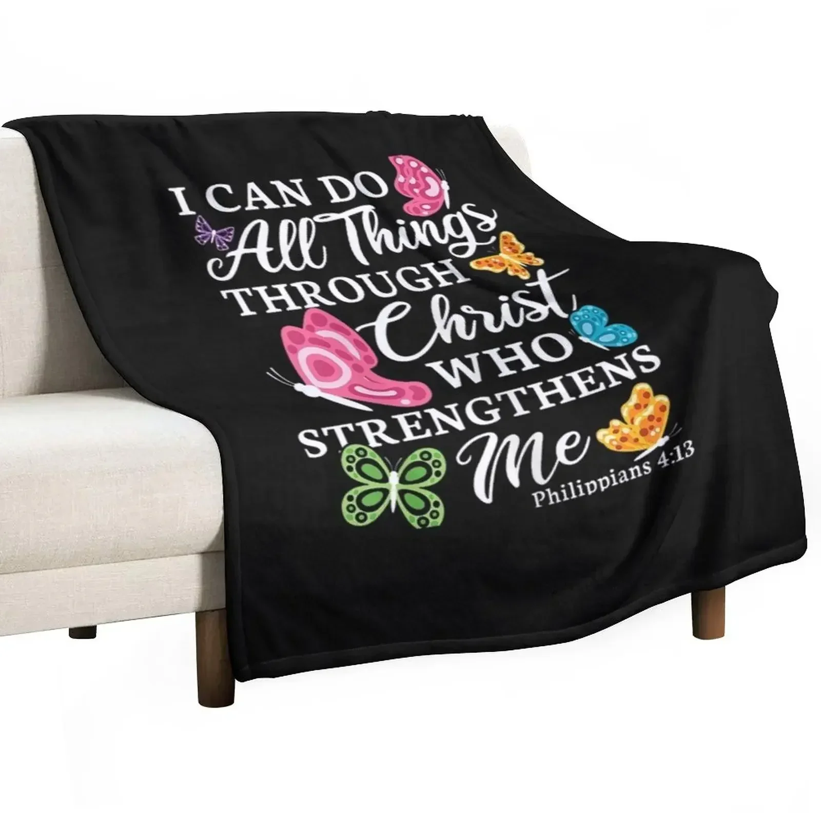 Womens I Can Do All Things Through Christ Who Strengthens Me Bible Classic Throw Blanket Soft Bed linens Kid'S Blankets