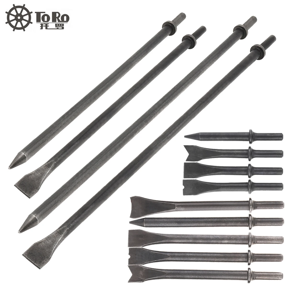 4/5pcs/set Air Chisel Impact Head Hard 45# Steel 120/175mm Solid Long Impact Head Support PneumaticTool for Cutting Removal