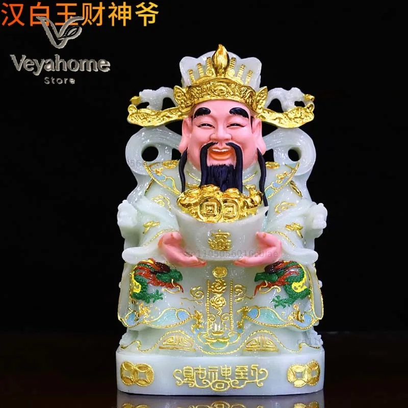 Wholesale buddha God statue high grade jade gilding God of wealth Mammon thriving business Money Drawing Good luck