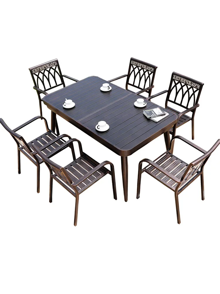 Aluminum alloy furniture dining table casual outdoor wrought iron table and chair combination