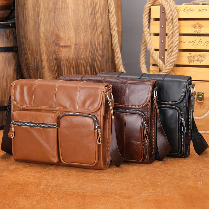 

Leather Retro Large Capacity Unisex Handbag Shoulder Messenger Crossbody Notebook Bussiness Bag Man Briefcase Tote Office Purse