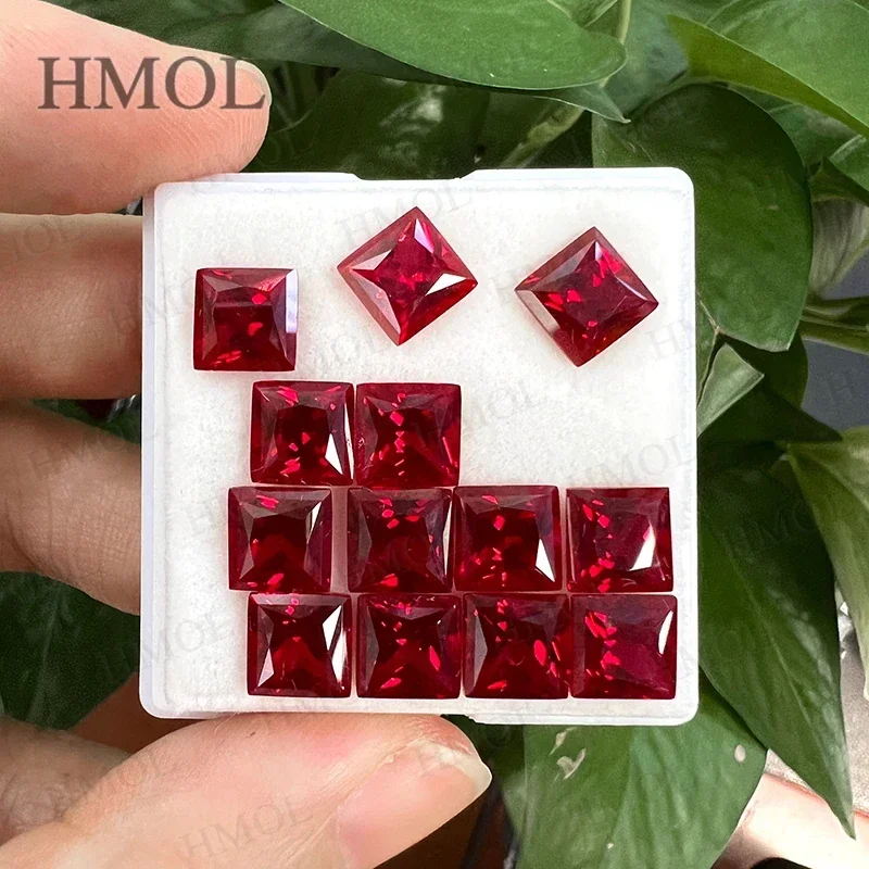 Lab Grown Ruby Princess Shape Pigeon Blood Red Color VVS Loose Gemstone Wholesale Charms Fine Beads Jewelry Making Material DIY