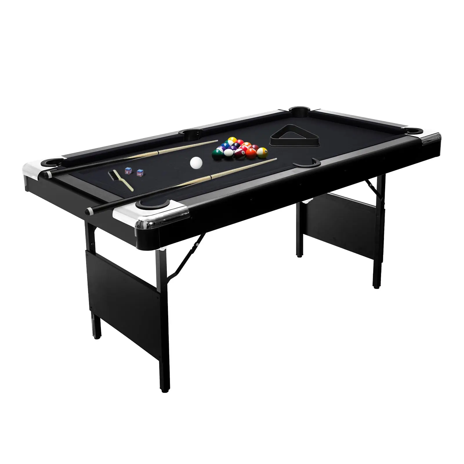 

Складной бильярдный стол для взрослых и детей, портативный бильярдный стол с 2 киями, мелом и щеткой для чистки бильярдного сукна для дома или подвала.