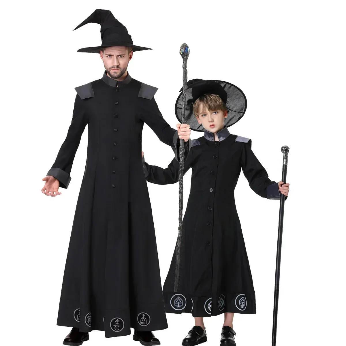 

New Halloween Cosplay Costume Wizard Count Mage Vampire Demon - Party Theme Apparel For Men Women Kids