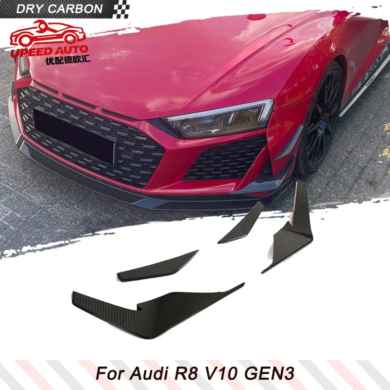 Adecuado para molduras de parachoques de carbono seco, canards, splitters, aletas, alerones, pegatinas para coche Audi R8 V10 2023 GEN3, kits de carrocería delanteros de carreras