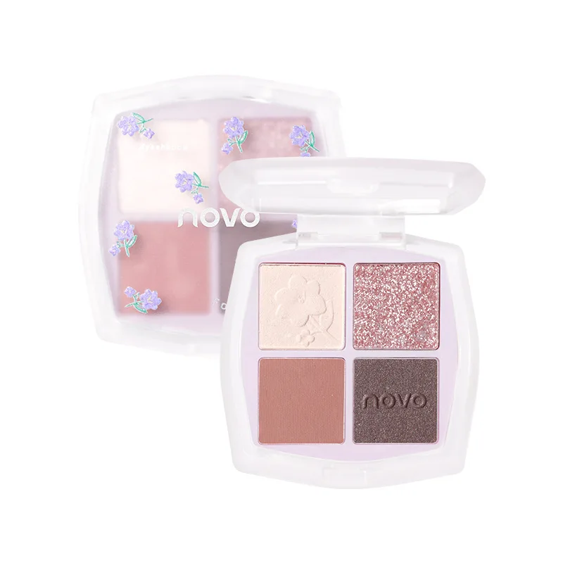 NOVO four-color eyeshadow palette pearlescent matte pure lust style no makeup milk tea earth color