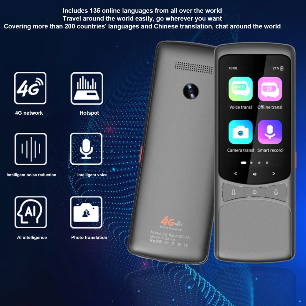 

Z3 Language Translator Device High Accuracy Real Time Voice Translator with 138 Languages Translation For Learning Travel