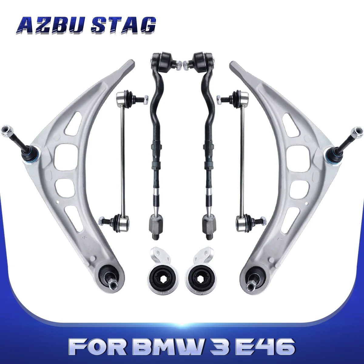 AzbuStag 8Pcs Front Lower Control Arm for BMW 3 E46 320i 323Ci 323i 325Ci 325i 328Ci 328i 330Ci 330i Z4 2WD 1999 2000-2008