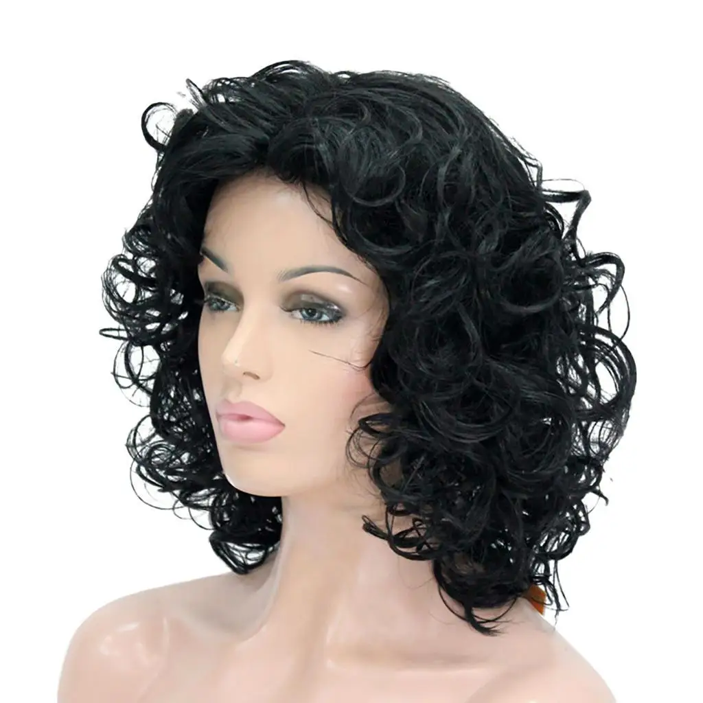 Women Short Kinky Wavy Curly Synthetic Fiber Hair Wigs Style / Lightweight / Multifuctional for Party School Office Trip