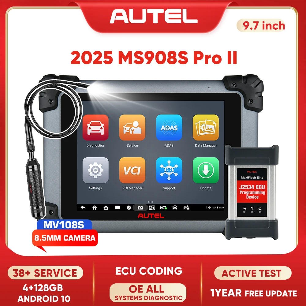 2025 Newest Autel MaxiSys MS908S Pro II Automotive Diagnostic Scanner J2534 ECU Programming&Coding Upgraded of MK908P/MS908S Pro