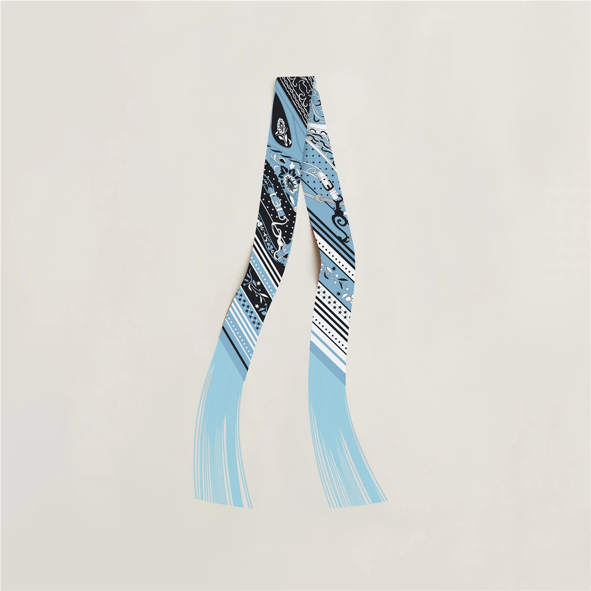 Quastenschal im Modedesign, Marken-Seidenschal für Damen, Haarband, Foulard, Schmaler Taschenschal, Halstuch, Handtaschen-Dekoration