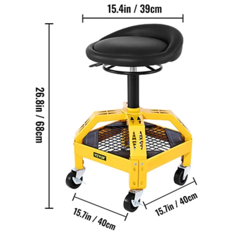 Rolling Creeper Seat Mechanic Stool Chair with Tool Tray 300LBS Adjustable Swivel Garage Stool for Workshop Auto Repair