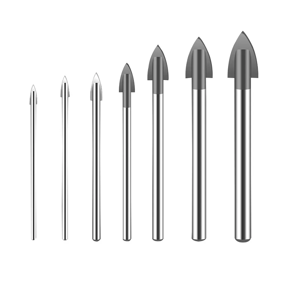 5PCS 3-12mm Glass Drill Bit Tungsten Carbide Tipped For Ceramic Tile Cutter Tool Spear Head Ceramic Tile Marble Mirror Drill Bit