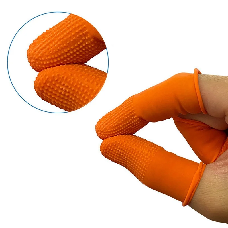 100 pçs borracha antiderrapante berços de dedo laranja descartável berços de dedo protetores para reparo eletrônico durável fácil de usar-y41a