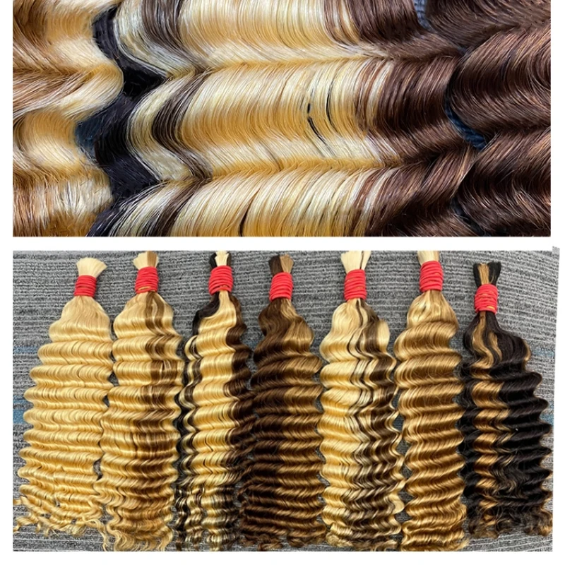 Deep Wave Human Braiding Hair 100% Unprocessed Human Hair Braiding Hair No Weft 18-30Inch Curly Bulk Human Hair for Braiding