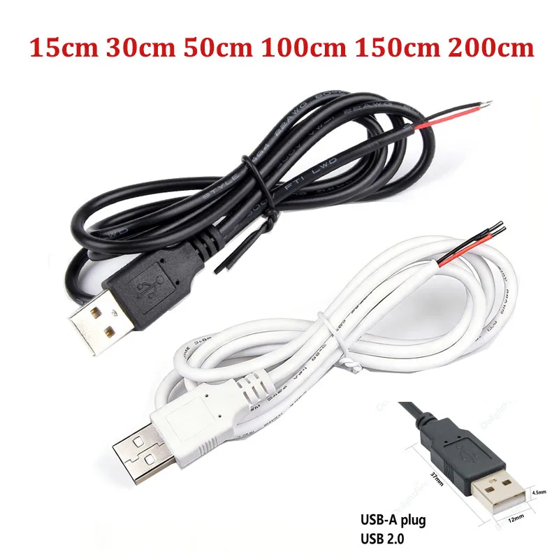 2pin USB 2.0 Male Female Plug Power Cable With Switch DIY Pigtail Cable For USB Equipment Installed Replace Repair Small Fans