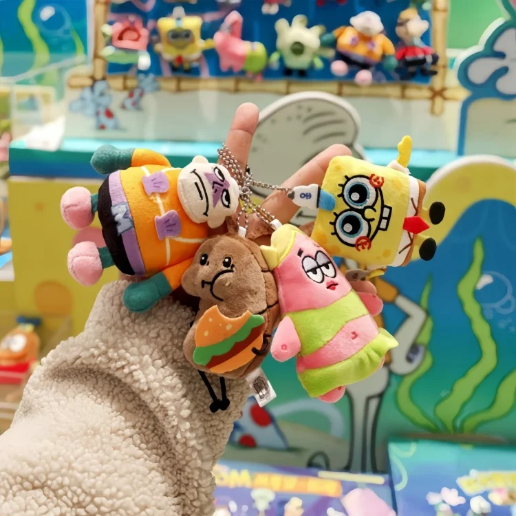 Original X11 SpongeBob Schwammkopf Bikini Bottom Tagesausflug Überraschungsbox Niedlicher Plüsch-Schlüsselanhänger Taschenanhänger Anime-Figur Sammlerstück Geschenk – Detail 4