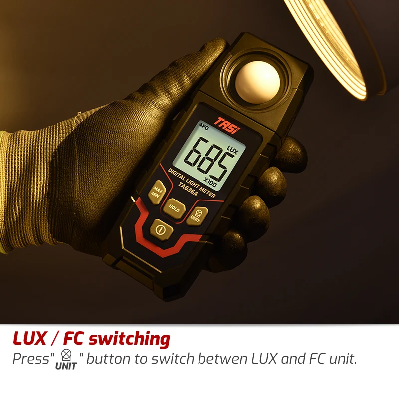 TA636A/B Digital Lux Meter Handheld Luxmeter Professional Luxometer 200000LUX 20000FC Illuminometer Photometer Light Lux Meter