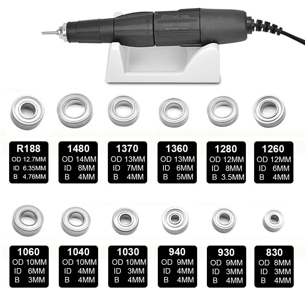 

Top Grade Dental Grinder Handpiece Handle Ball Bearing 12 Size For STRONG 210 105L Marathon Polish Micromotor Nail Drill Machine