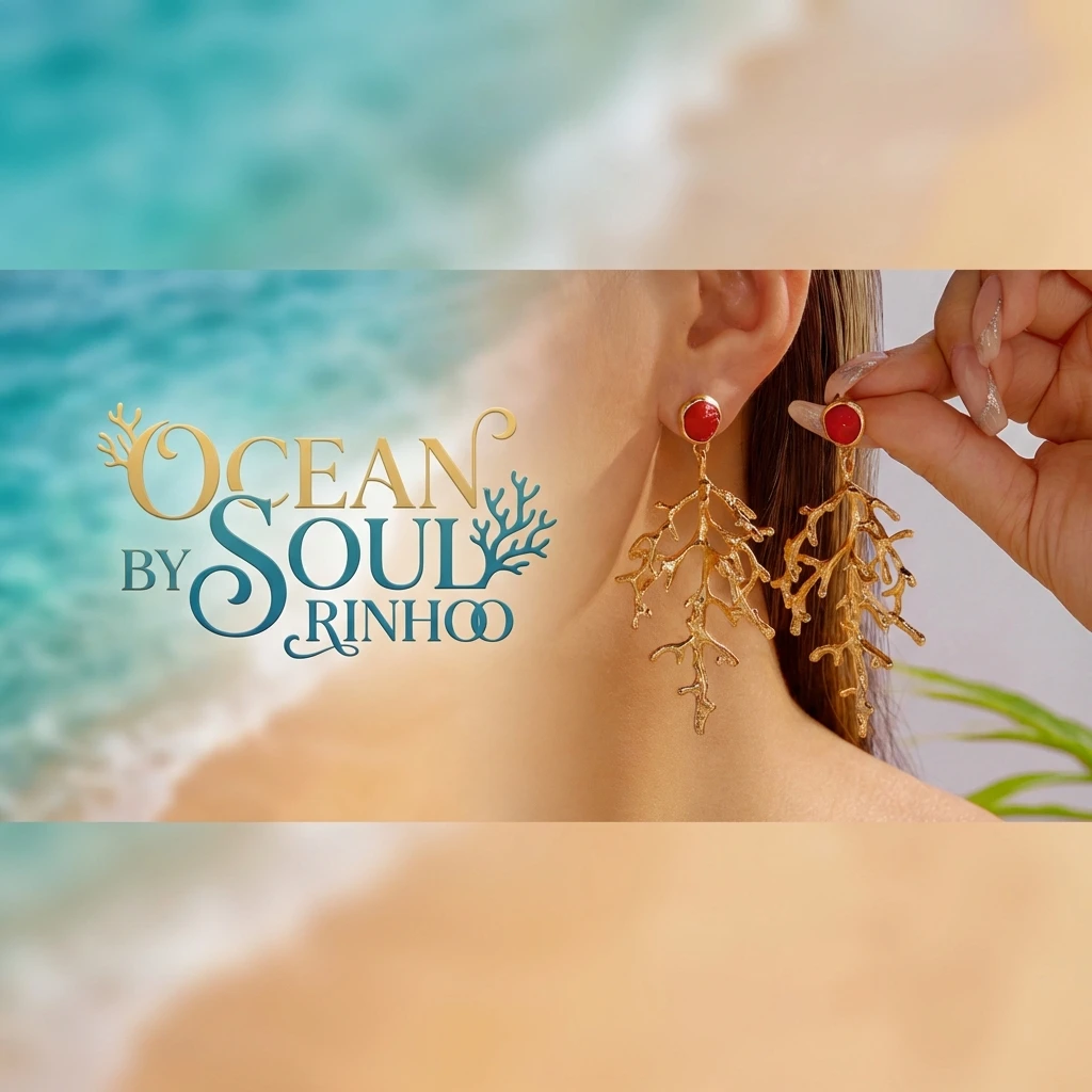 Boho Goldfarbene Korallenzweig-Ohrringe für Frauen Elegante 3D-Strukturierte Rote Akzente Hängeohrringe Sommer Künstlerischer Schmuck Geschenk – Detail 3