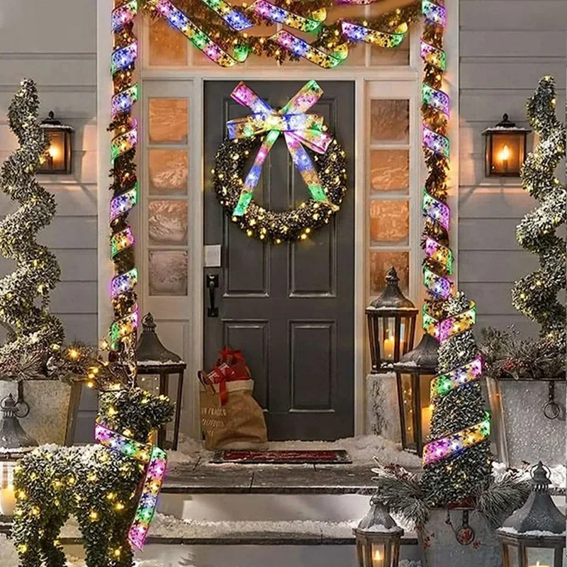 1Pack Christmas Ribbon Lights 1/2/5/10M Mini Lights Copper Wire Fairy String Lights For Party Weddings Christmas Tree Decortion