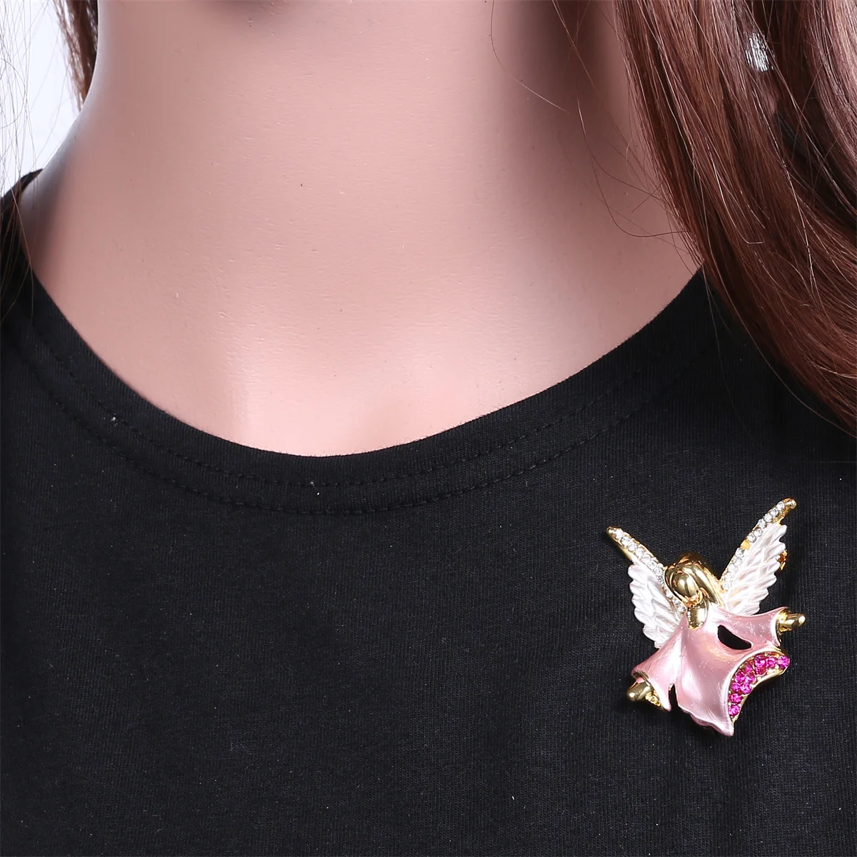 Rinhoo Musik Engel Fee Broschen für Frauen Vintage weiße Engels flügel Weihnachts figur Emaille Pins Neujahr Geschenke Weihnachts schmuck – Detail 12
