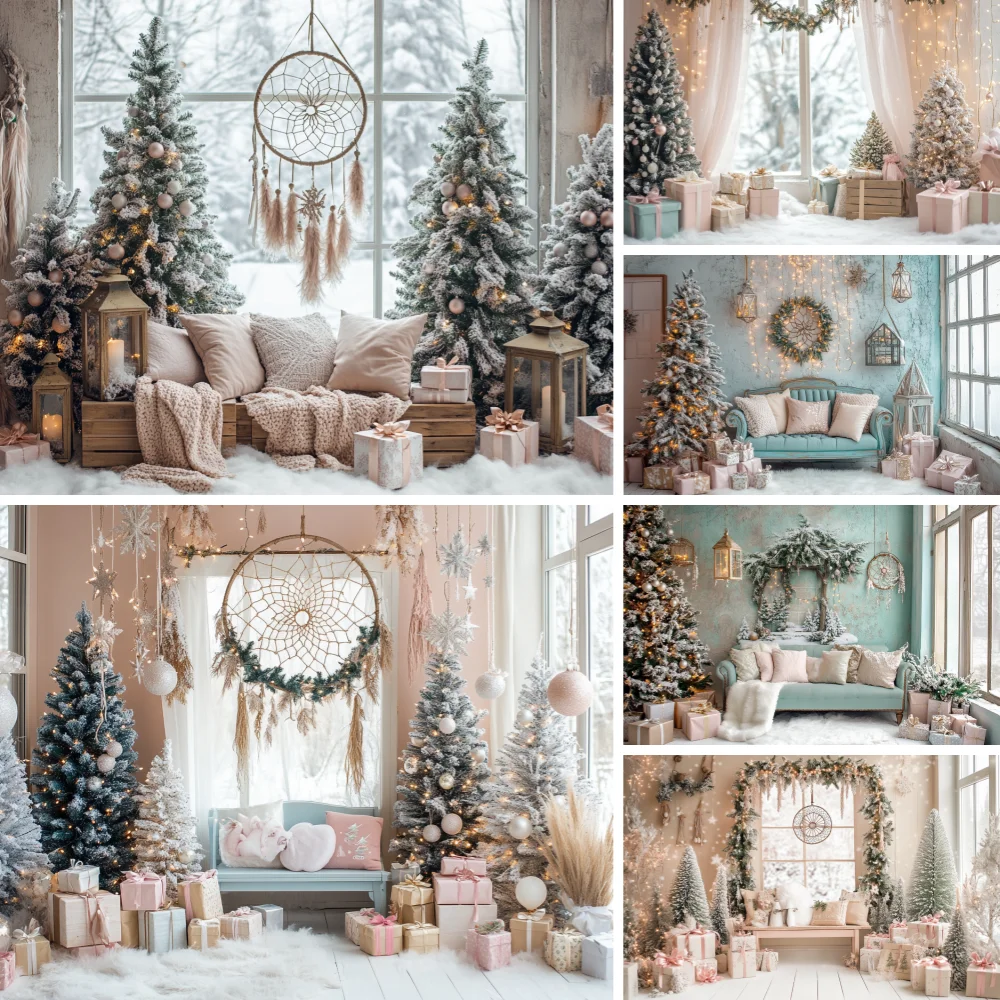 

Christmas Background Photography Home Decoration Xmas Tree Sofa Gift Photozone Backdrop Children Studio Photocall Props