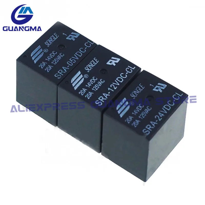 5PCS Relay SRA 05VDC AL SRA-12VDC-AL SRA-24VDC-AL -CL 20A 14VDC 4Pin 5Pin SRA-05VDC-CL SRA 12VDC CL SRA-24VDC-CL DC5V 12V 24VDC