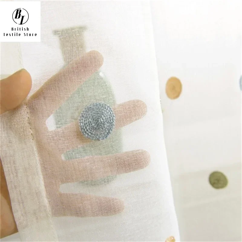 

Cute Circle Embroidery Cartoon Curtains For Living Room Bedroom Children's Room Sheer Tulle Curtain Modern Home Decoration T57#3