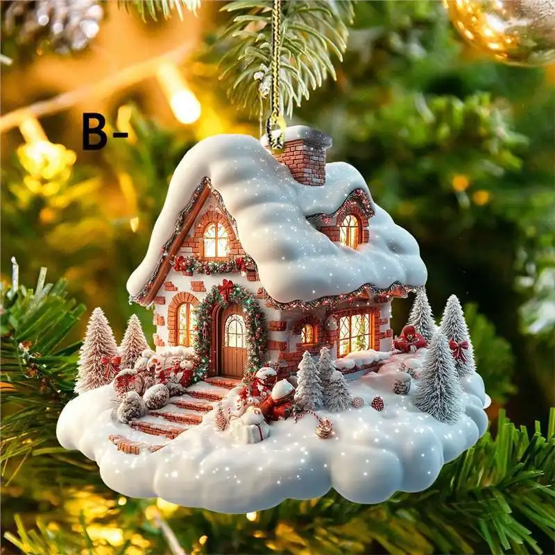 Santa Claus Pendant Colorful Christmas Tree Ornament Holiday Decoration Beautiful Acrylic Hanging Craft For Home Gift Office
