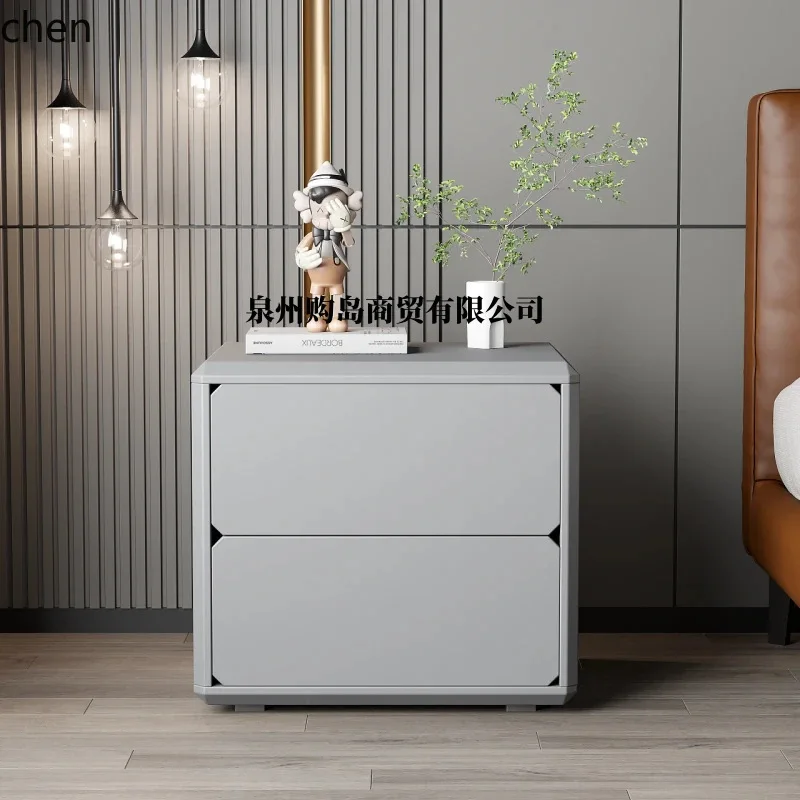 HT Lacquered Bedside Table Bedroom Solid Wood Drawer Simple Bedside Cabinet 2-Drawer Cabinet Internet Celebrity Storage Cabinet