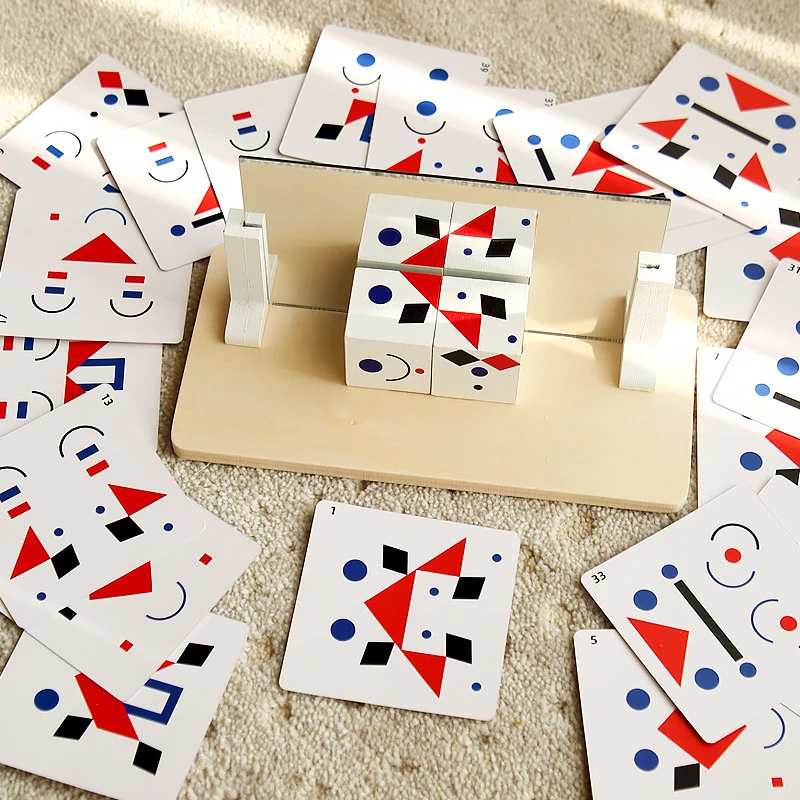 Bambini 3D Specchio Imaging Puzzle Giocattoli per lo sviluppo Montessori Spazio Pensiero logico Puzzle Giocattoli di legno