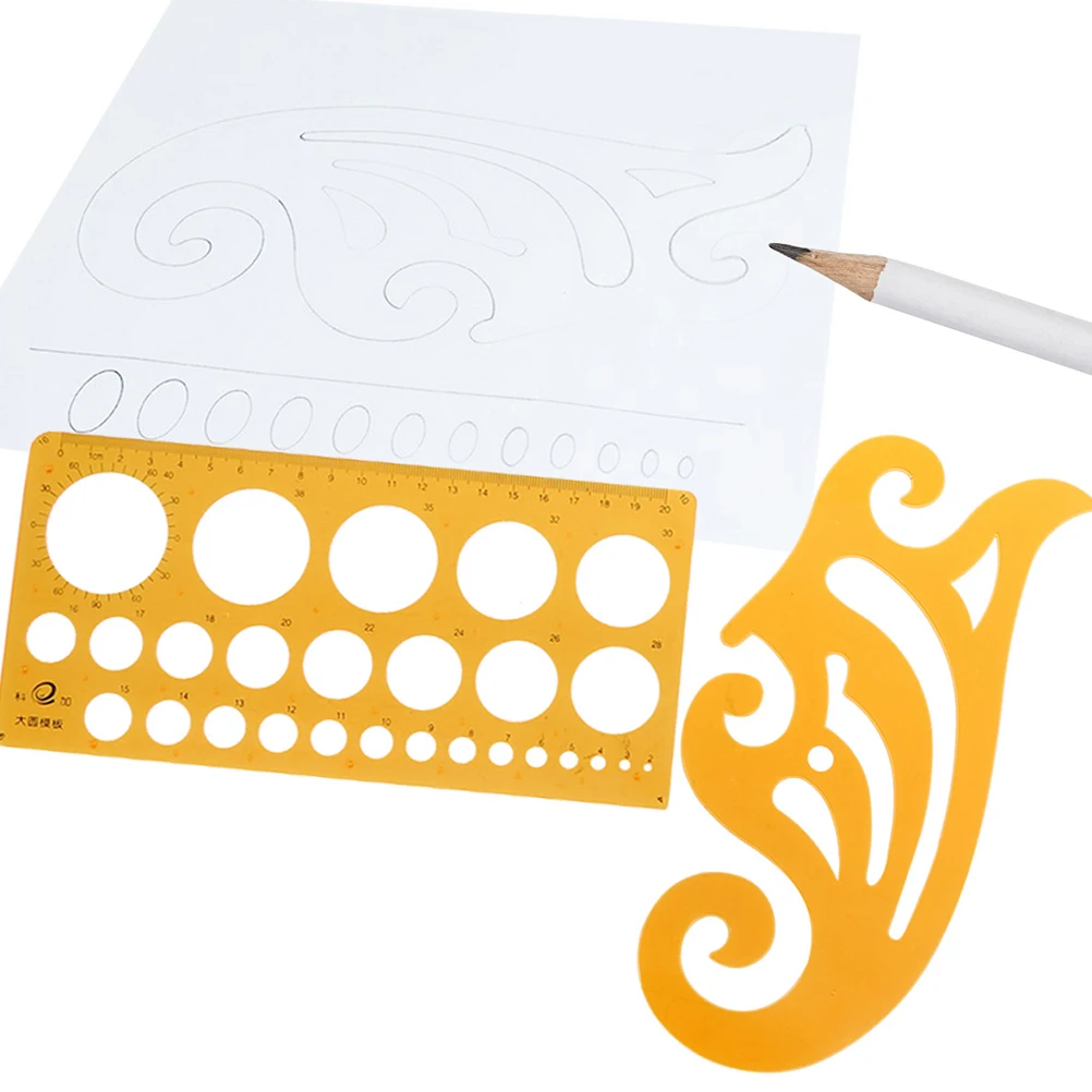 5pcs Drawing Template Set Curve Ruler Measuring Tool Design Formwork Cloud Board Architecture Tool Classroom Use 30Cm 25Cm 20Cm