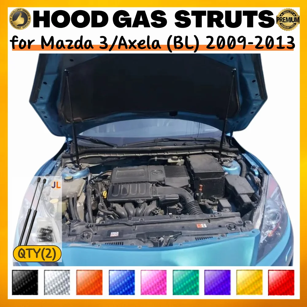 

Qty(2) Hood Struts for Mazda 3 (BL) for Mazda Axela 2009-2013 Front Bonnet Modify Gas Spring Shock Absorber Lift Support Dampers