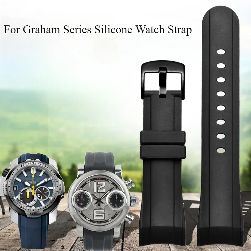 For Graham Reeftiger Racing Timing Series Excellent Quality Silicone Soft Waterproof Breathable Watchbands 24mm