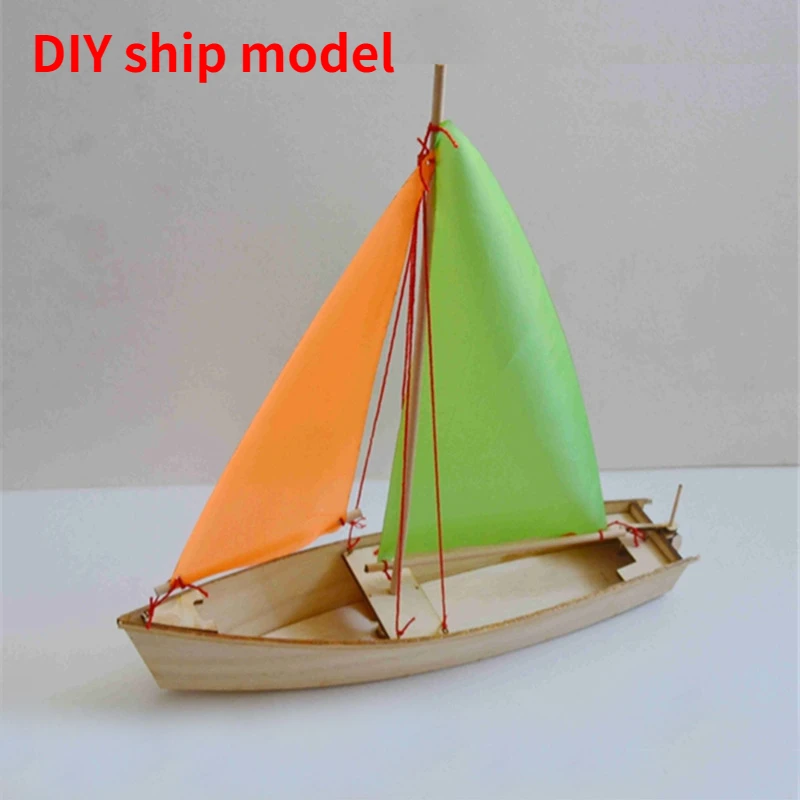 Simulation Sailboat Wooden Boat Model DIY Dongting Sailboat Model Assembled Toys Children's Toys Manual Class