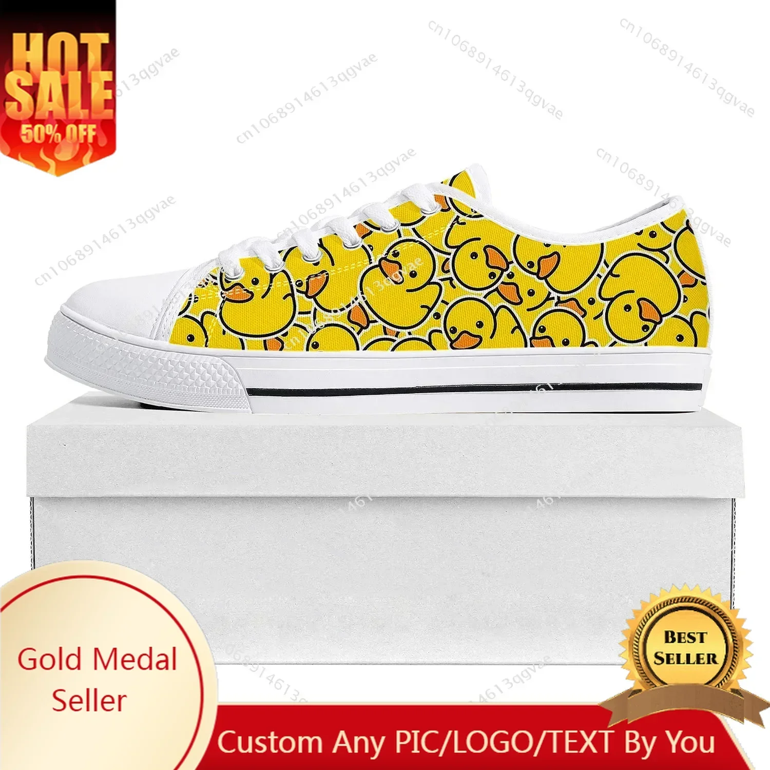 

Yellow Duck Printed Low Top High Quality Sneakers Mens Womens Teenager Canvas Sneaker Casual Couple Shoes Custom Made Shoe White