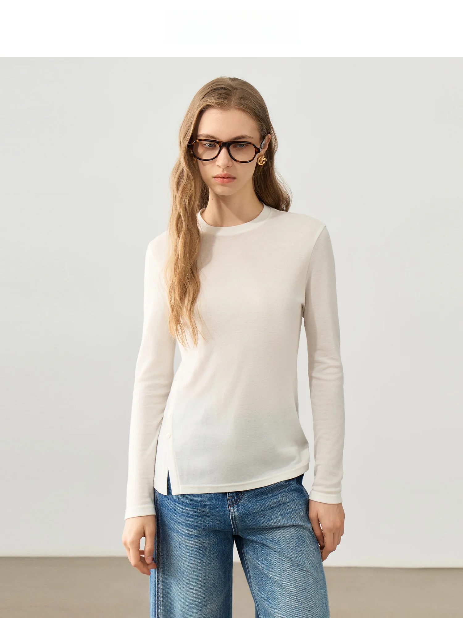 

Spring Xili Women's Long Sve Wool T-irt Breathable Soft Comfortable Base Layer irt Single Wear Casual Sle round Ne