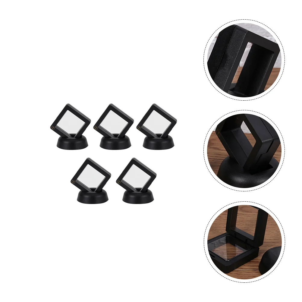 5pcs Commemorative Coin Display Case Square Premium Pp Material Tabletop Holder For Awards Coins Memorabilia Gift