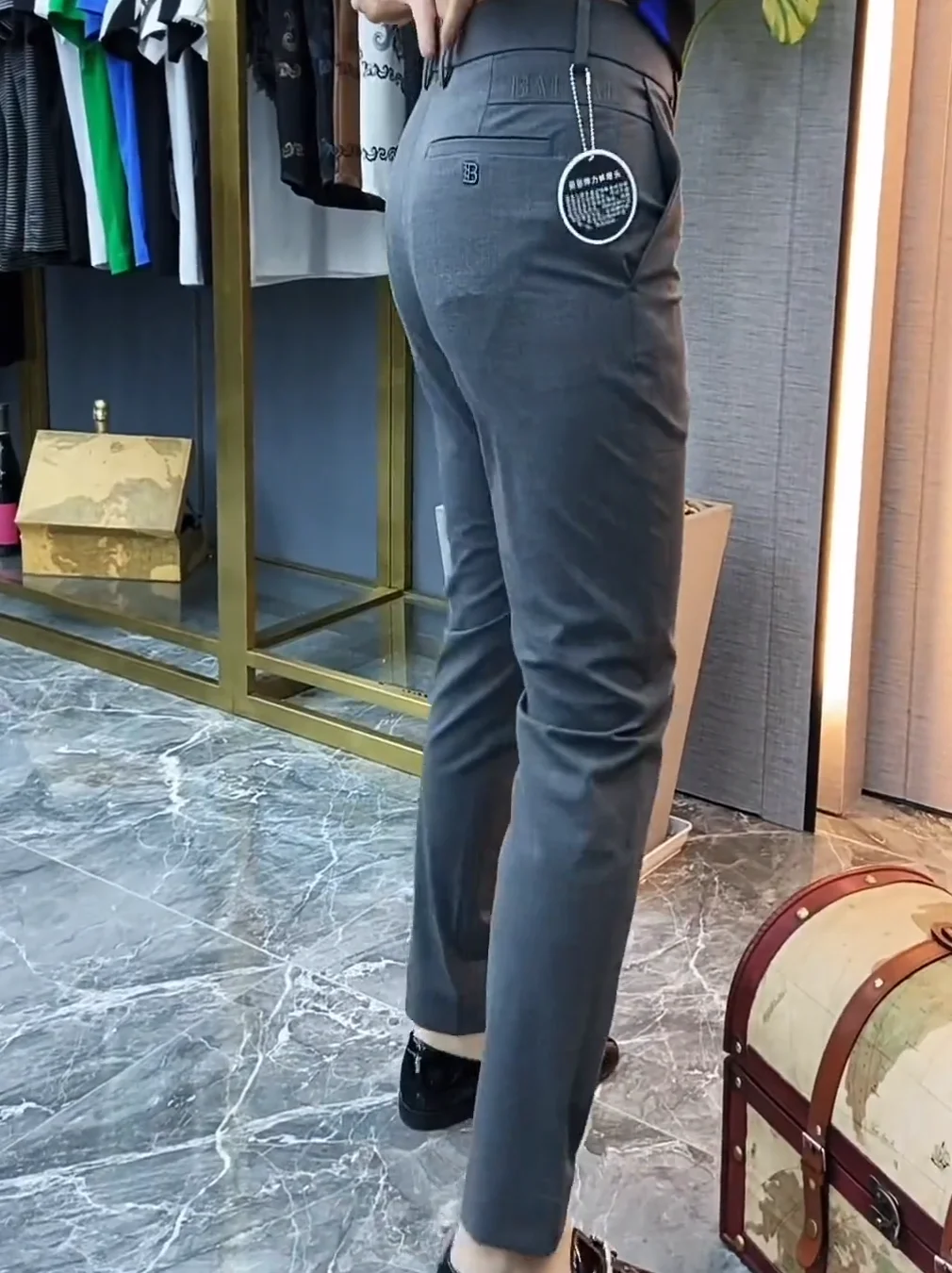 

New Spring Autumn Men's Casual Pants Slim Fit Comfortable Sli Trendy Bla ey Small Foot Faionable Youthful