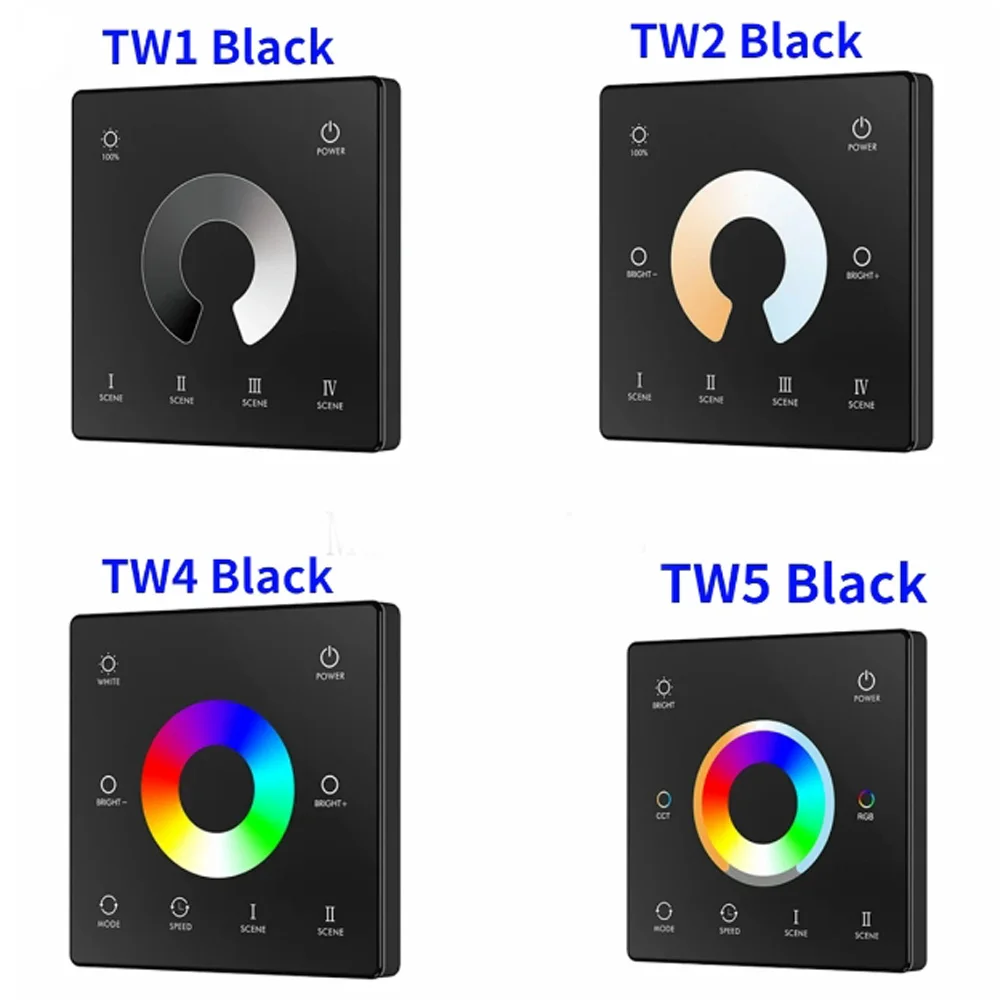 1 Zone Dimmer Single Color CCT RGB RGBW RGB+CCT Wall Mounted Touch Wheel Panel Remote Controller TW1 TW2 TW4 TW5 for LED Strip