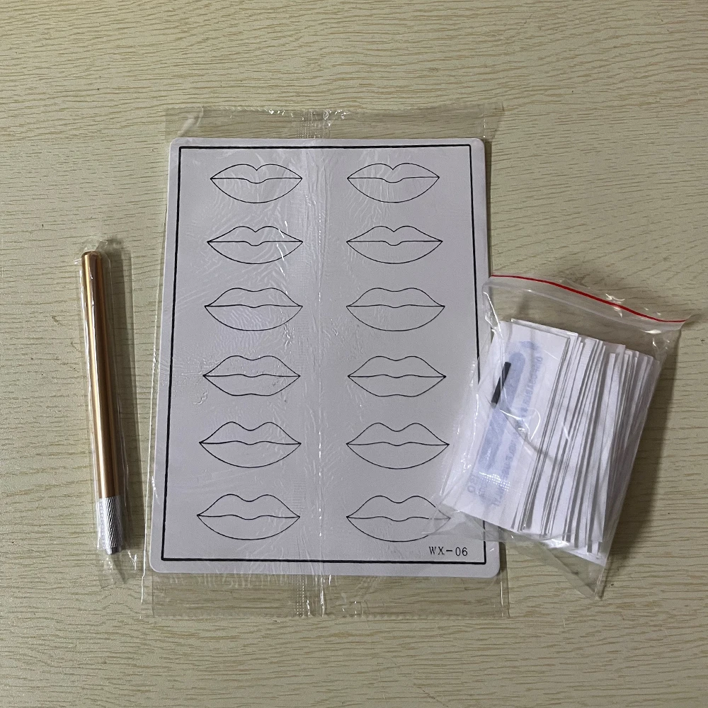 Microblading Eyebrow Practice Kit Eyebrow Tattoo Practice Latex Skin 1pcs Manual Pen Microblading Needle 50pcs 12F