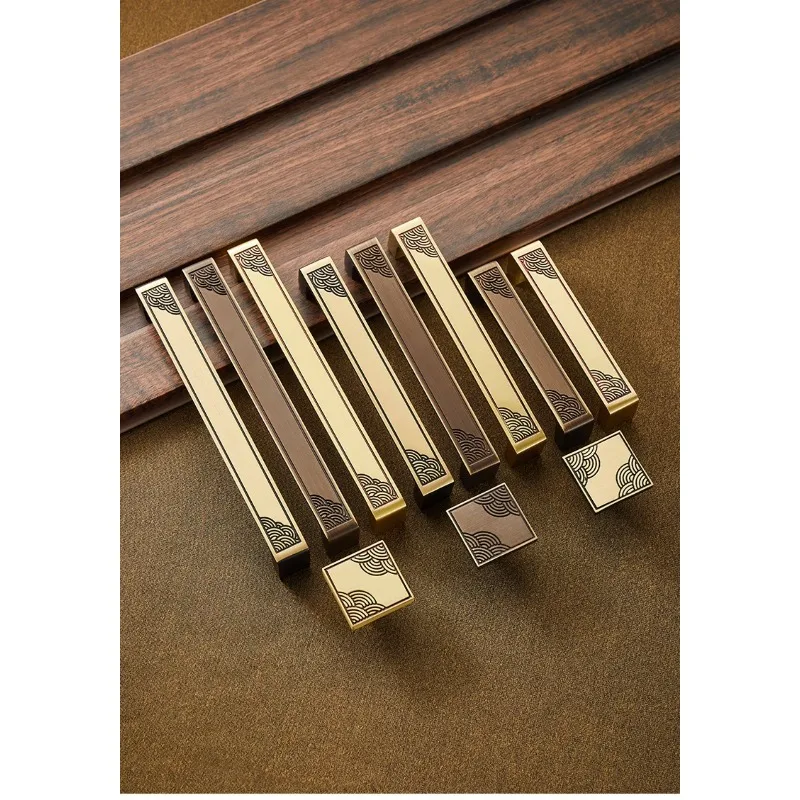 Pure Copper New Chinese Antique Cabinet Door Handle Wardrobe Drawer Small Handle Cabinet Brass Wooden Door Handle
