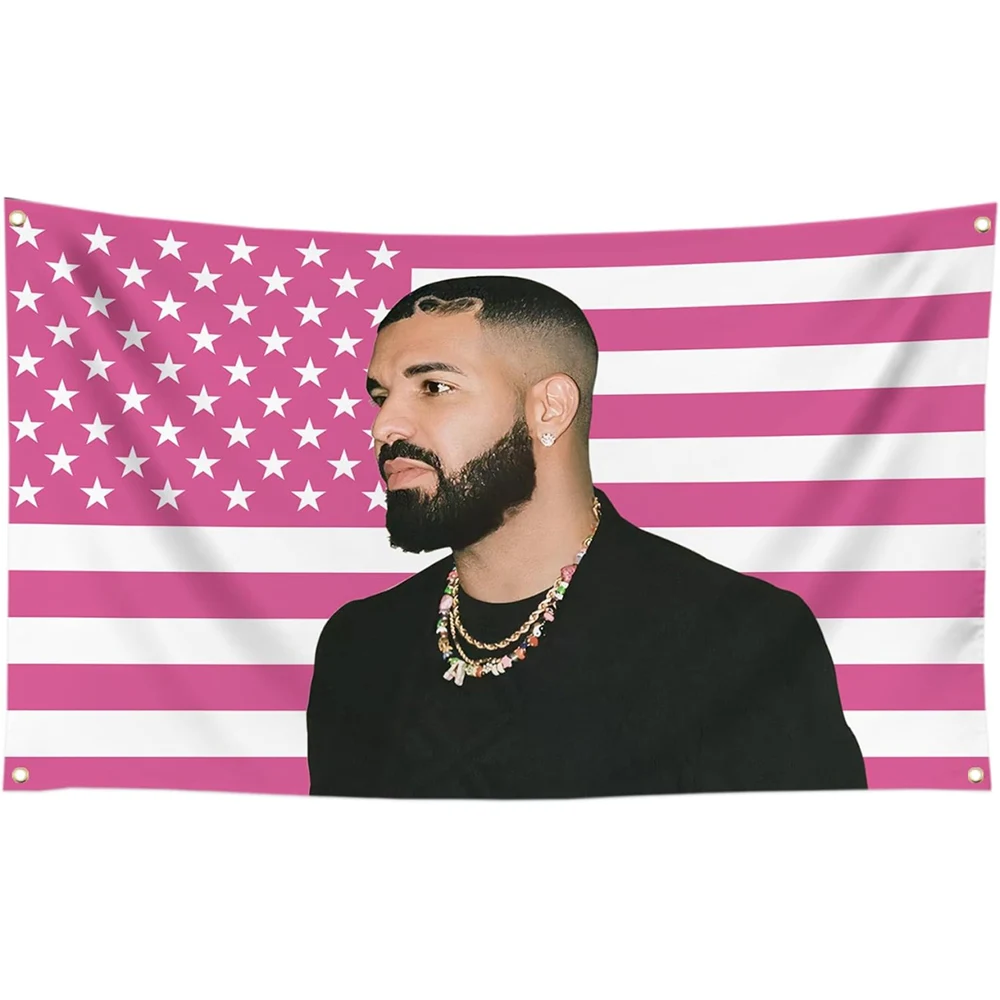 Drake Pink America Flag 3X5 Ft Music Singer Funny Tapestry For Home Colleage Dorm Decoration