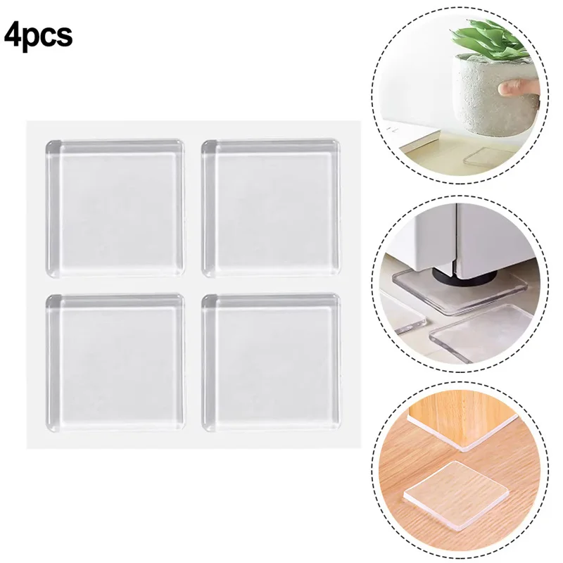 4pcs/Set Transparent Anti Vibration Shock Absorbing Pad Mat Washing Machine Self Adhesive Mute Anti-Shock Protection Porte Pad