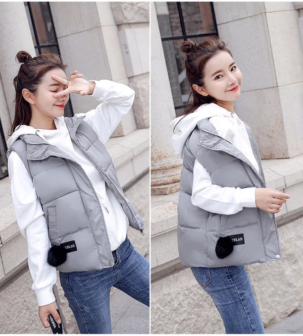 2021 New Autumn  Winter Down Cotton Women's Vest Short Korean Stand Collar Loose Girl Student Coat Vest Leisure Warmth Red