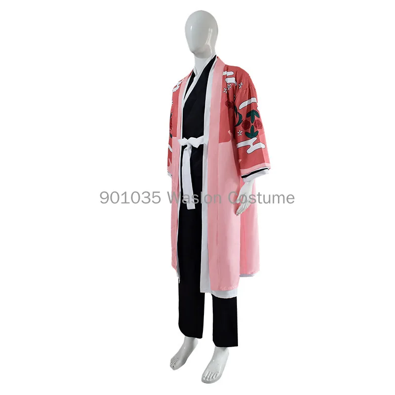 Kyoraku Shunsui Cosplay Costume Anime Thousand-Year Blood War Pink Kimono Uniform Cloak Halloween Party Outfit Men