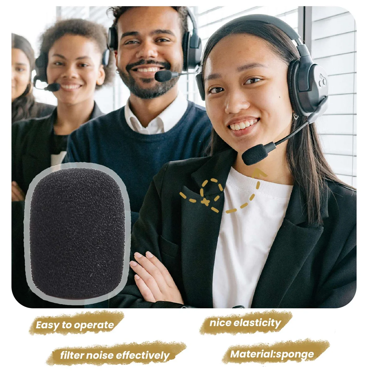 100 قطعة من غطاء الميكروفون الإسفنجي الصغير للزجاج الأمامي لحماية الرغوة لميكروفونات سماعة الرأس الصغيرة