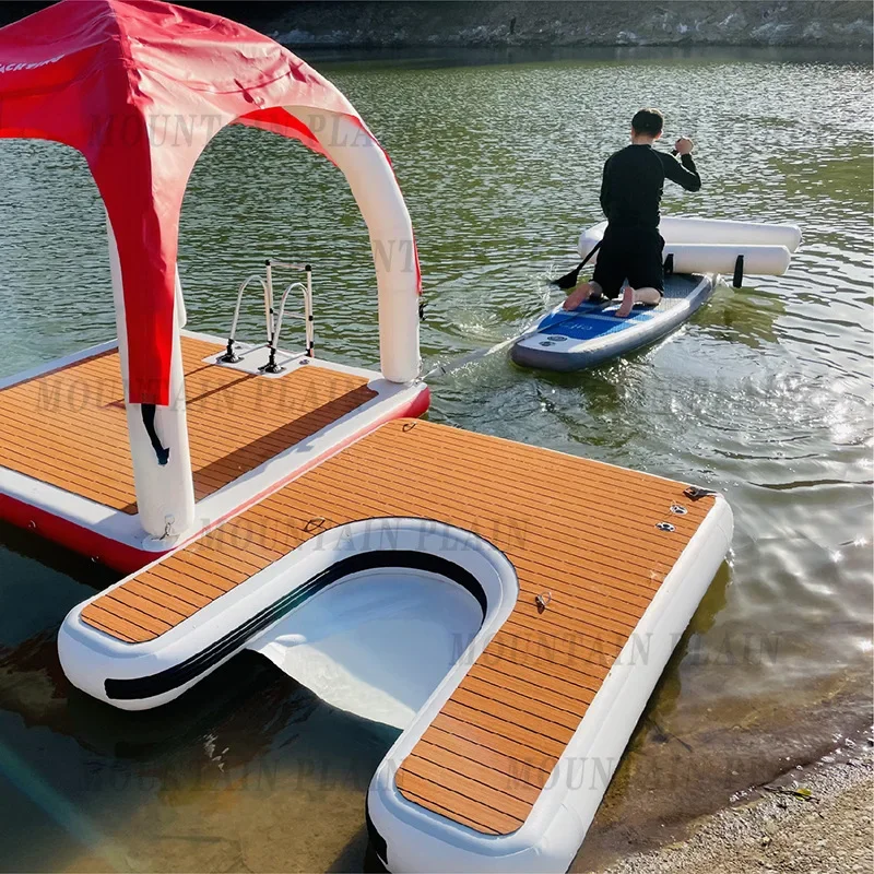 Leisure Inflatable Platform Marine Motorboat Docking Matching Water Inflatable Dock EVA Floating Platform Non-slip Floating Bed